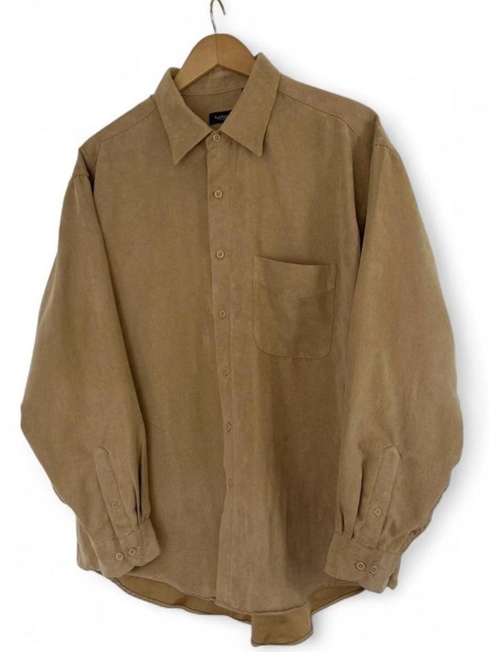 Van Heusen Vintage Tan Vegan Suede Collard
Button Up Long Sleeve Shirt Large